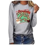 TTWOMEN Damen Plus Size Rundhals Langarm T-Shirt Weihnachten Printed Casual Lose Pullover Shirts Top