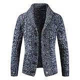 HUYURI Strickjacke Herren Langarm V-Ausschnitt Cardigan mit Zopfmuster Herren Jacke Strick für Hemd und S