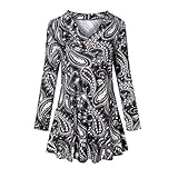 BAOBU Damen Oberteile Casual Lose Einfarbig Pullover Blusen Tuniken Shirt Elegant Tops Damen Tunika Tops Langarm Herbst Rundhalsausschnitt Casual Loose Shirt B