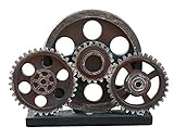 Retro Industrieller Steampunk Kunstharz Zahnrad Figur Höhe19.5cm, Kupfer Farbe, Schweres Dekoratives Getriebezug Modell, Deko Verzierung Statue für Haus B