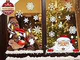 heekpek Netter Weihnachtsmann Weihnachten selbstklebend Fensterdeko Weihnachtsdeko Sterne Weihnachts Rentier Aufkleber Schneeflocken Aufkleber Winter Dekoration Weihnachtsdeko Weihnachten Removab