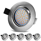 Led Einbaustrahler Dimmbar Flach 230V Led Spots Einbaustrahler, 6er Set 5W LED Deckenstrahler Schwenkbar Rund 3000K Deckeneinbaustrahler Einbauspot für Wohnzimmer, Büro, Korridor, Schlafzimmer, Kü