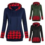 BAOBU Damen Hoodies Damen Pullover Kapuzenpullover Sweatshirt Pulli Zweifarbige Longsleeve Tops Doppelte Kapuzenpulli Casual Kapuzenpullover Herbst Winter Frauen Freizeit Sport Langarm Sw