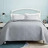 BEDSURE Tagesdecke Bettüberwurf 200x220 grau - gesteppt Quilt Überwurf Bett Überwurfdecke leicht, bedspreads Tagesdecken 200x220cm bei Ultraschall g