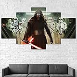 BOBOB Leinwandbild 5 teilig Kunstdruck modern Wandbilder XXL Wanddekoration Design Wand Bild AbstraktKylo Ren Imperiale Soldaten Star Space Wars Creative Kunstwerk 150X80