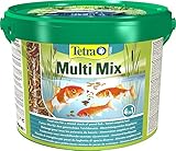 Tetra Pond Multi Mix – Fischfutter für Teichfische mit vier verschiedenen Futtersorten (Flockenfutter, Futtersticks, Gammarus, Wafer), verschiedene Größ