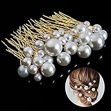 Hochzeit Haarnadeln, Taumie 36 Stück Hochzeit Braut Haarschmuck, Perlen U-förmig Haarnadel Strass, Brautperlen Haarnadeln Haarschmuck, für Brautfrisur und Brautjungfernfrisur (Golden)