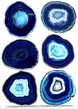 Achat-Untersetzer für Getränke, 6 Stück, (8,9 cm - 10,2 cm, blau)