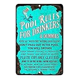 HUSHUI Pool Rules Slogan, Pool Rules Sign Aluminium Pool Rules für Trinker Lustiges rustikales Metallschild Metallw