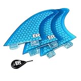 Eisbach Riders Surfboard FCS Fiberglass Honeycomb Fin Thruster Set mit Fin Key - Finnen Flossen für Surfbrett und SUP (Blau, Größe G5 - Medium)