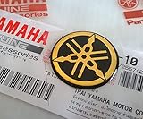 Yamaha Aufkleber Yamaha-Stimmgabel 25 mm Durchmesser Emblem Logo Gold/Schwarz erhöht Kuppelförmig Gel Selbstklebend Motorrad/Jet Ski/ATV/Schneemob