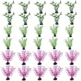 30 Stück Aquariums Decorations Plants Aquarium Plants Fish Tank Künstliche Aquarium Pflanze DREI Pflanzenstämme 10cm Kunststoff Pflanze Goldfisch Wasserlandschaft Fisch Versteckt Baum Set T