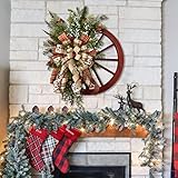 MEIYOUMK Weihnachtsdeko Adventskranz Deko Weihnachten Girlande Türkranz Weihnachtskranz Türkranz Weihnachten, Weihnachtskugeln Türkranz für Indoor Outdoor Weihnachtsdeko Wand Kamin Dek