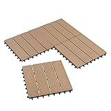 11er Set WPC Holz Fliese Terrassenfliesen klicksystem 30x30cm für Terrasse und Balkon Bodenfliese Klickfliese Bodenbelag 1m² Hellcoffee in Holzoptik