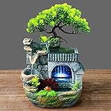Tisch Mini Steingarten Brunnen Mit Led Lichtern, Klein Zimmerbrunnen Fließendes Wasser Harz Dekorationen, Home Office Lucky Waterfall Crafts/Feng Shui O