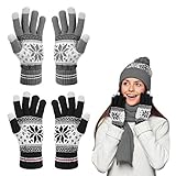 Bearbro Winter Touchscreen Handschuhe Schnee Blume Druck halten warm für Frauen und Männer für Skifahren Radfahren Arbeiten und SMS