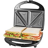 Sandwichmaker für 2 Sandwiches, Sandwichtoaster 2-Lagen Antihaftbeschichtung, schnelles Aufheizen Toaster, wärmeisolierter Handgriff, platzsparende Aufbewahrung, schwarz/Edelstahl OSTB