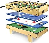 Leomark Multigame Mobile Spieltisch ~aus Holz ~Tischfußball, Billard, Hockey, Tischtennis 4in1, Multiplayer inkl. Zubehö