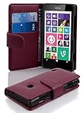 Cadorabo Hülle für Nokia Lumia 630/635 in Bordeaux LILA – Handyhülle aus Strukturiertem Kunstleder mit Standfunktion und Kartenfach – Case Cover Schutzhülle Etui Tasche Book Klapp Sty