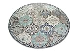 CARPETIA Teppich Outdoor Orientteppich Wohnzimmerteppich Ornamente in grau blau Größe 200 cm R