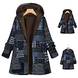 Winterjacke Damen Dicker Gefüttert Warm Wintermantel mit Kapuze Große Größen Lange Winterparka Locker Übergangsjacke Oversize Plüschjacke Outdoorjacke Kapuzenjacke Parka Mantel mit Fell und T