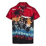 Herren Sommer Gedruckt Belüftet Und Coole Kurzarm Shirt Männer Leicht Atmungsaktiv Hawaii Urlaub Stil Kurzarm Shirt Sommer Herren Strand Urlaub Surf T-Shirt Hawaii Beach Shirt, rot, M