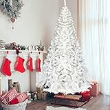 SUNWEII Weihnachtsbaum Künstlich 228cm,Lichterkette Weihnachtsbaum,Ø 115cm künstlicher Weihnachtsbaum mit 350 vorinstallierten LED-Leuchten, 1250 PVC-Spitze,W