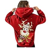 OverDose Damen Weihnachten Frauen Reißverschluss Dots Print Tops Mit Kapuze Sweatshirt Pullover Bluse T-Shirt Home Party Schlank Täglich Karneval Outw