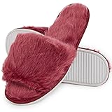 Frau Memory Foam Hausschuhe Schuh Frauen Rot Creme Grau (40/41 EU, bordeaux)