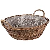 Annastore Weidenkorb Pflanzkorb ungeschält Blumenkorb Flechtkorb Größe Ø 40 x 13 cm mit Henk