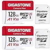 Gigastone 128GB 2er Pack Micro SD Karte, Camera Plus, GoPro, Actionkamera, Sportkamera, High Speed 100MB/s, 4K Videoaufnahme, Micro SDXC UHS-I A1 V30 U3 Class 10