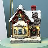 sadfd Weihnachtsdorf Mit Beleuchtung, Weihnachts-Iglu, Winterlandschaft Schneehaus Mit LED, Weihnachten Leuchtendes Kleines Haus, Weihnachtsdeko Lichterkette Weihnachten Harz Handwerk, Warmes L