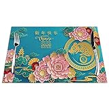 Design Gewebte Platzsets 6er Set Abgrifffeste Hitzebeständig rutschfest Frohes chinesisches Neujahrsdesign Tischsets für Küche, Party, Hochzeit, Restaurant, Speisetisch 45 x 30