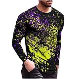 Langarmshirt Herren Mode 3D Gradient Drucken Langarm T-Shirt Rundhals Sweatshirt Langarm Pullover Casual T-Shirt Oberteile Freizeithemden Gym Sport Top