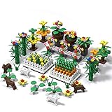 CALEN City Park Bauset Zubehör mit 1 Blumentopfständer und 2 Blumenkörbe und Floret Gras Hündchen, Kompatibel mit Lego 60290