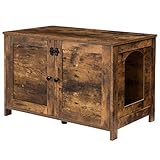 HOOBRO Katzentoilette, Katzenklo Schrank, Katzenhaus mit Tür und separater Trennwand, Stabile Katzenschrank, Sitzbank, Katzenstreu-Aufbewahrungsbox, Nachtschrank, Beistelltisch EBF03MW01