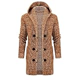 Herren-Strickjacke, einfarbig, Strickjacke, langärmelig, Windjacke, mittellang, atmungsaktiv, leicht, Windjacke, weich, bequem, Outwear, Kapuzenjacke, khaki, M