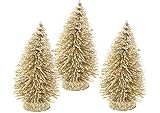 Künstlicher mini Deko-Baum mit Glitter Gold Tannenbaum Weihnachtsbaum Christbaum Baum Tischdeko Tisch-Weihnachtsbaum Weihnachtsdeko Deko Klein Büro Dekoration Adventsdekoration Kunstbaum T