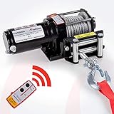 Rotfuchs Elektrische Seilwinde 12V 3000lbs / 1360 kg Offroad Motorwinde Seilzug Elektrowinde 9,2mStahlseil mit Funkfernbedienung Schw