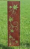EllasDekokrempel Edelrost Gartenschild/Gartenstecker Ranke mit Blatt Edelrost 35cm x 150