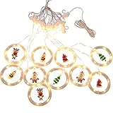 Set von 10 Ringleuchten Weihnachten hängende Fenstervorhang licht String Girlande USB LED Fairy Light Frohe Weihnachten Dek