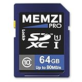 Memzi Pro 64 GB Class 10 80 MB/s SDXC Speicherkarte für Panasonic Lumix DMC-FZ1000, dmc-fz1000eb, dmc-fz1000eg-k, FZ200, FZ150, FZ100 Digitalk