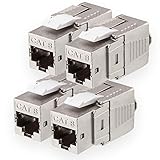 4X Cat.8.1 Keystone Jack RJ 45 Buchse Modul 2000 MHz 40Gbit vollgeschirmt werkzeuglos für cat8.1 STP RJ45 Kupplung Netzwerkkabel Einbaubuchse für Patchpanel Verlegekabel Patchfeld E