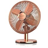 Brandson - Tischventilator im Kupfer Design - Ventilator 3 Geschwindigkeitsstufen - mobiler Lüfter - Zuschaltbare 80° Oszillation - Neigungswinkel ca. 40° - robustes Voll-Metallg