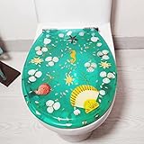 3D-Effekt Klodeckel,WC Deckel Mit Absenkautomatik,Toilettendeckel Für Erwachsene,WC Sitz Kann 175kg Tragen,Harzmaterial,Qualitätsscharnier,Anti-rost (Color : Green)