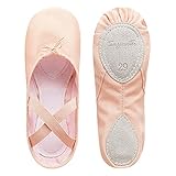 tanzmuster ® Ballettschuhe Mädchen Ballettschläppchen - Charlie - Geteilte Ledersohle, rosa-apricot, Größe:39