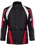 Limitless Herren Motorradjacke mit Protektoren und Reflektoren - Motorrad Jacke Cordura Textil - wasserdicht winddicht Schwarz Rot Weiß Grau 788 Gr. 4XL