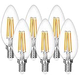 Lepro Glühbirne E14 LED Kerze, 4.5W E14 LED, E14 LED Warmweiss, 6er Pack, 470 Lumen Filament Lampe, Classic Lampe Birnen in Kerzenform, 2700 Kelvin Warmweiß, Ersetzt 40 Watt, E14 Edison Vintag