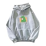 Women's Cute Dinosaur Printed Sweatshirt Round Neck Long-Sleeved Hoodie Autumn and Winter Sports Casual Loose Top (Gray, M)