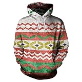 KXZD Herren Damen Weihnachtspullover Lustige Christmas Sweater 3D Rentier Print Weihnachts Pullover mit Kapuze Herbst Winter Langarm Kordelzug Sweatshirt Hoodie Kapuzenjacke Kapuzenp